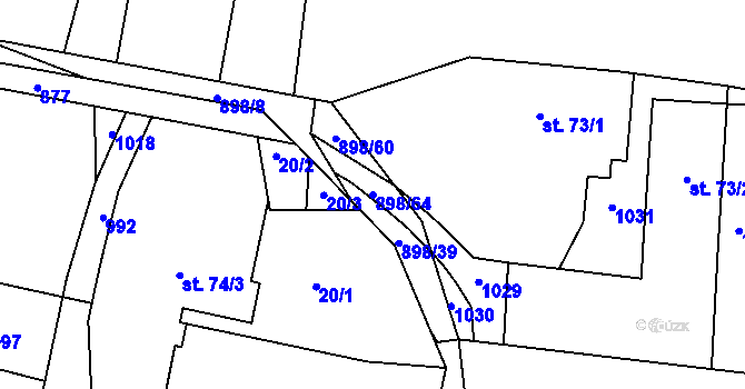 Parcela st. 898/64 v KÚ Tuněchody, Katastrální mapa