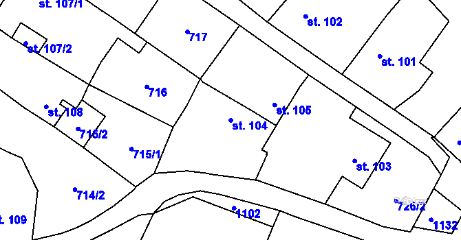 Parcela st. 104 v KÚ Adamov u Tupadel, Katastrální mapa