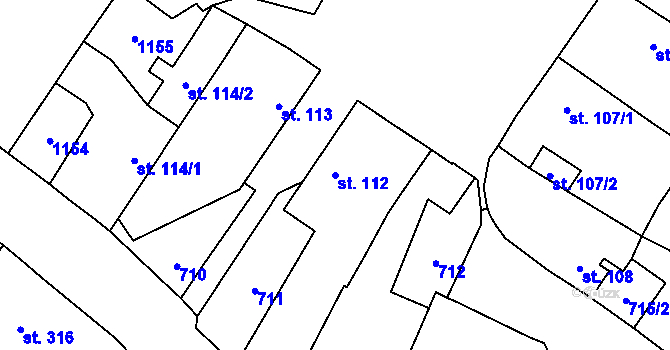 Parcela st. 112 v KÚ Adamov u Tupadel, Katastrální mapa