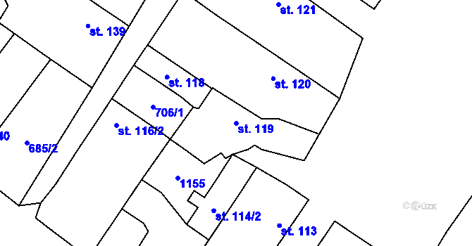 Parcela st. 119 v KÚ Adamov u Tupadel, Katastrální mapa