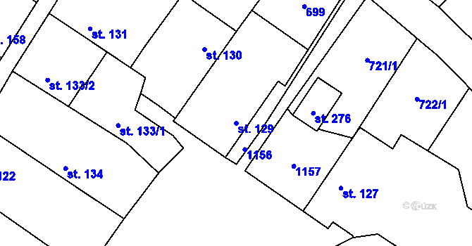 Parcela st. 129 v KÚ Adamov u Tupadel, Katastrální mapa