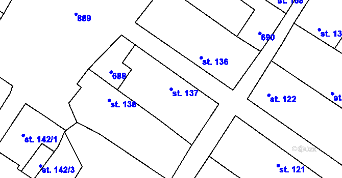 Parcela st. 137 v KÚ Adamov u Tupadel, Katastrální mapa