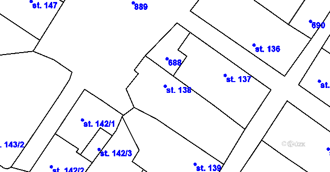 Parcela st. 138 v KÚ Adamov u Tupadel, Katastrální mapa
