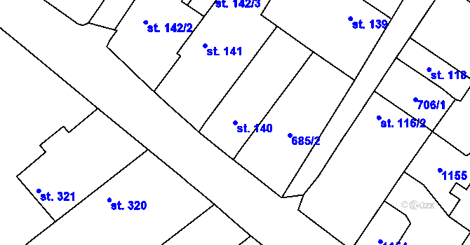 Parcela st. 140 v KÚ Adamov u Tupadel, Katastrální mapa