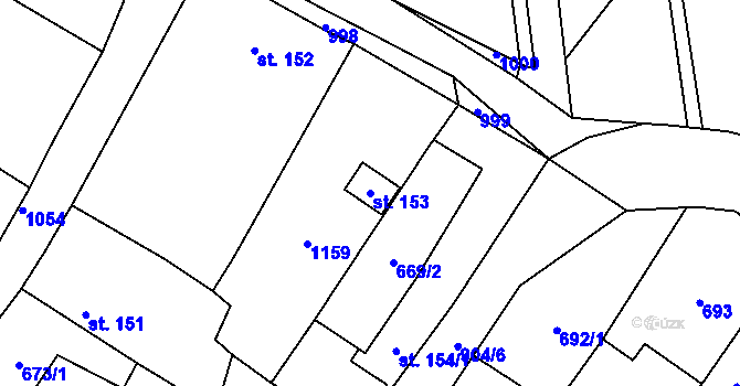 Parcela st. 153 v KÚ Adamov u Tupadel, Katastrální mapa