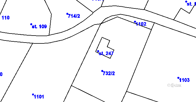Parcela st. 247 v KÚ Adamov u Tupadel, Katastrální mapa