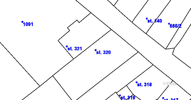 Parcela st. 320 v KÚ Adamov u Tupadel, Katastrální mapa