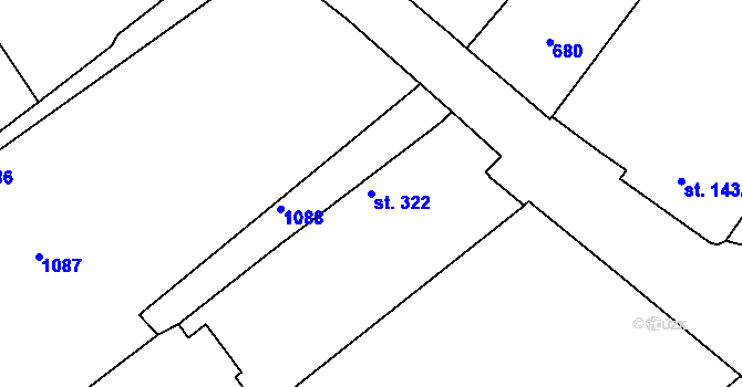 Parcela st. 322 v KÚ Adamov u Tupadel, Katastrální mapa
