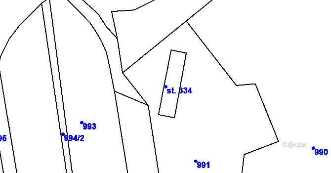 Parcela st. 334 v KÚ Adamov u Tupadel, Katastrální mapa