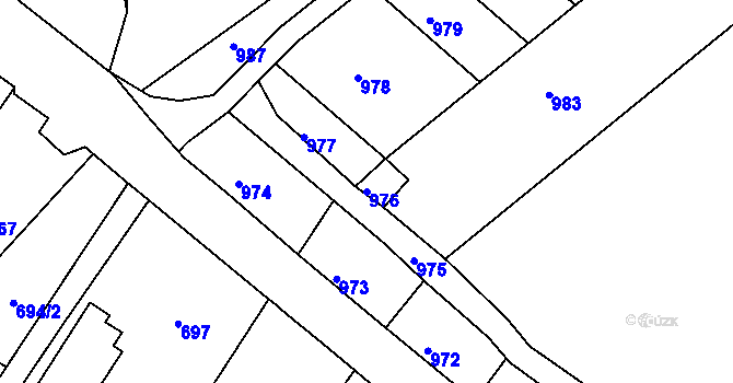Parcela st. 976 v KÚ Adamov u Tupadel, Katastrální mapa