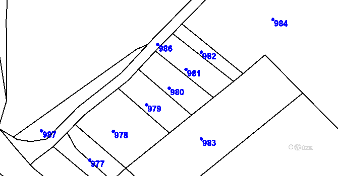 Parcela st. 980 v KÚ Adamov u Tupadel, Katastrální mapa