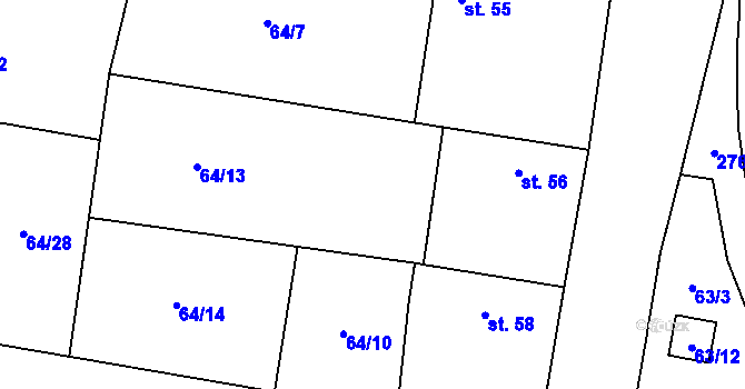 Parcela st. 64/9 v KÚ Schořov, Katastrální mapa