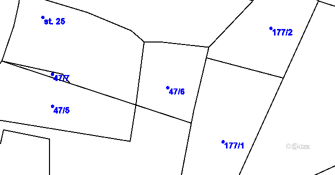 Parcela st. 47/6 v KÚ Schořov, Katastrální mapa