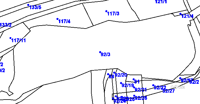 Parcela st. 92/3 v KÚ Schořov, Katastrální mapa