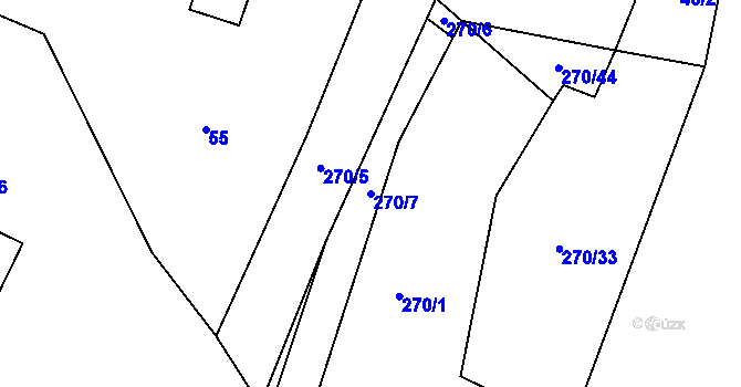 Parcela st. 270/7 v KÚ Schořov, Katastrální mapa