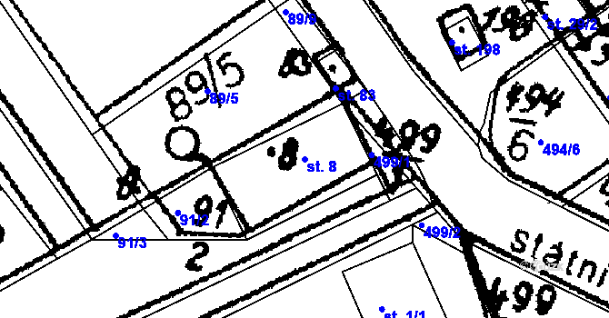 Parcela st. 8 v KÚ Tupadly u Čáslavi, Katastrální mapa