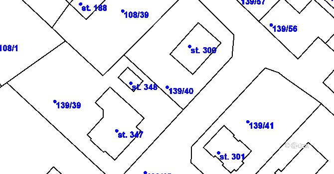 Parcela st. 139/40 v KÚ Tupadly u Čáslavi, Katastrální mapa