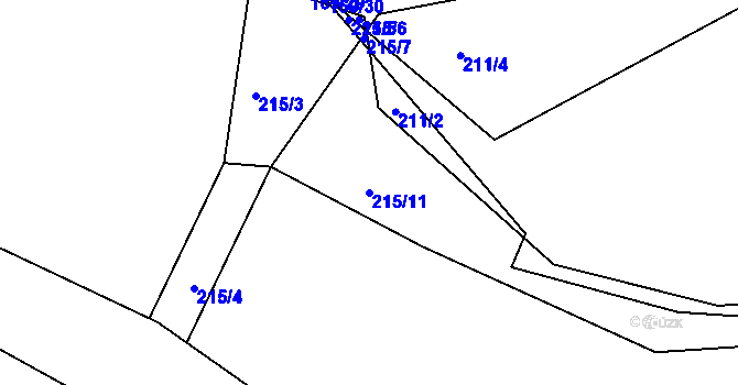Parcela st. 215/11 v KÚ Drslavice u Tupadel, Katastrální mapa