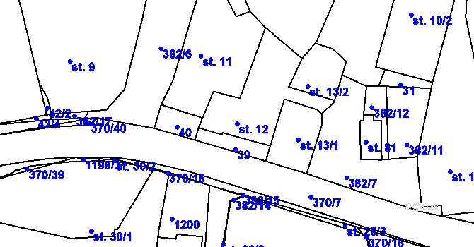 Parcela st. 12 v KÚ Tajanov u Tupadel, Katastrální mapa