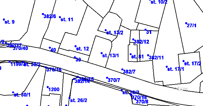 Parcela st. 13/1 v KÚ Tajanov u Tupadel, Katastrální mapa