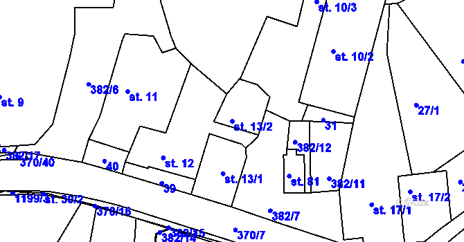 Parcela st. 13/2 v KÚ Tajanov u Tupadel, Katastrální mapa
