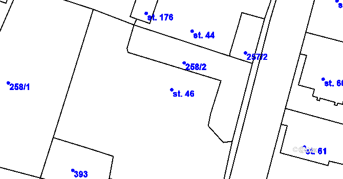 Parcela st. 46 v KÚ Tajanov u Tupadel, Katastrální mapa