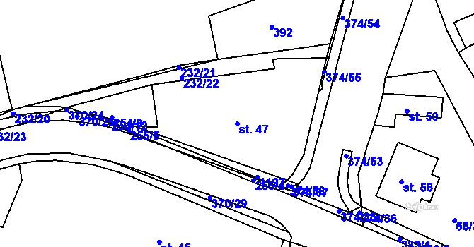 Parcela st. 47 v KÚ Tajanov u Tupadel, Katastrální mapa