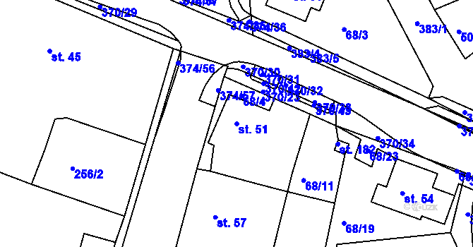 Parcela st. 51 v KÚ Tajanov u Tupadel, Katastrální mapa