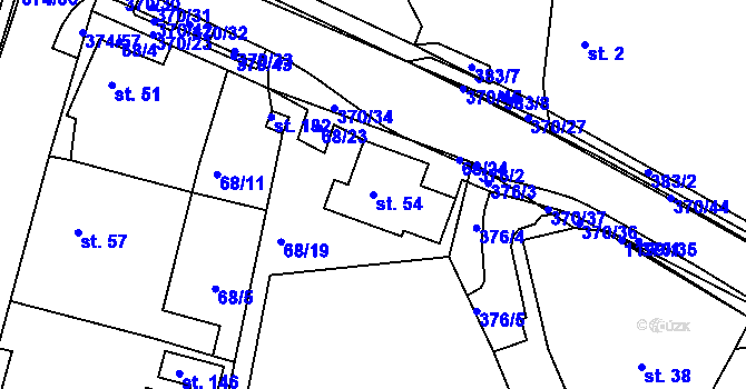 Parcela st. 54 v KÚ Tajanov u Tupadel, Katastrální mapa