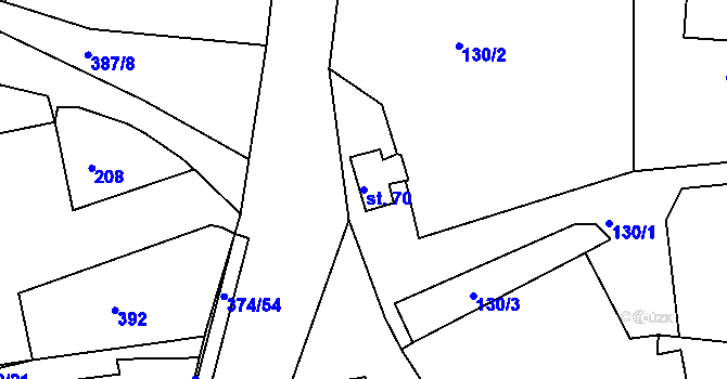 Parcela st. 70 v KÚ Tajanov u Tupadel, Katastrální mapa