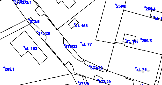 Parcela st. 77 v KÚ Tajanov u Tupadel, Katastrální mapa