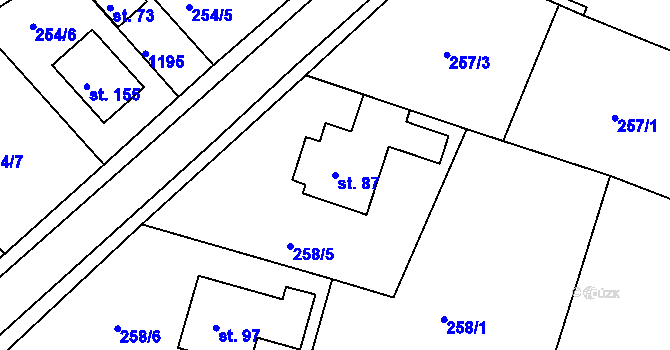 Parcela st. 87 v KÚ Tajanov u Tupadel, Katastrální mapa