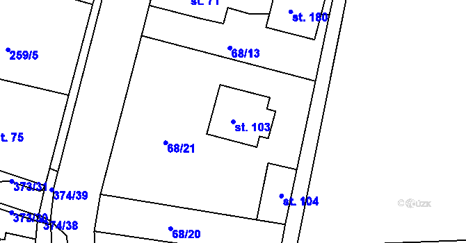 Parcela st. 103 v KÚ Tajanov u Tupadel, Katastrální mapa