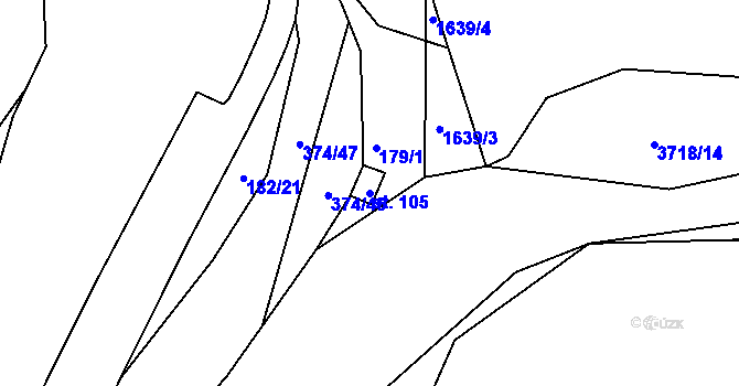 Parcela st. 105 v KÚ Tajanov u Tupadel, Katastrální mapa