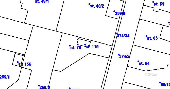 Parcela st. 119 v KÚ Tajanov u Tupadel, Katastrální mapa