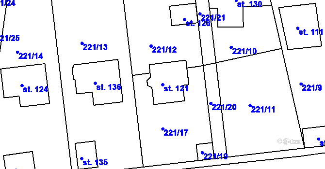 Parcela st. 121 v KÚ Tajanov u Tupadel, Katastrální mapa