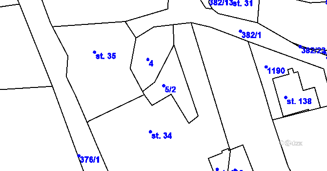 Parcela st. 5/2 v KÚ Tajanov u Tupadel, Katastrální mapa