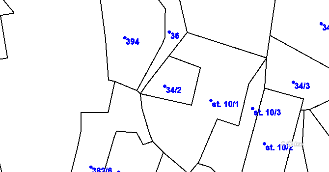 Parcela st. 34/2 v KÚ Tajanov u Tupadel, Katastrální mapa
