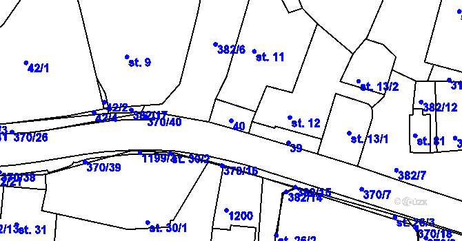Parcela st. 40 v KÚ Tajanov u Tupadel, Katastrální mapa