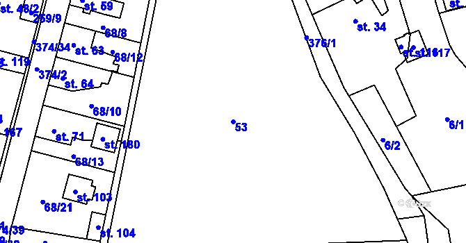 Parcela st. 53 v KÚ Tajanov u Tupadel, Katastrální mapa