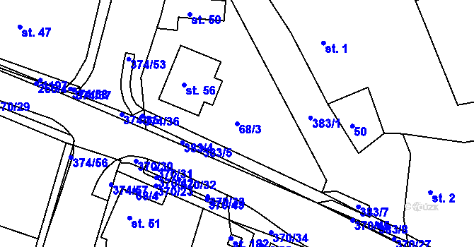 Parcela st. 68/3 v KÚ Tajanov u Tupadel, Katastrální mapa