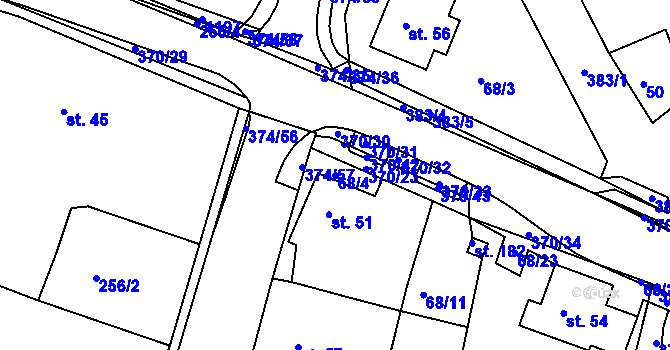 Parcela st. 68/4 v KÚ Tajanov u Tupadel, Katastrální mapa