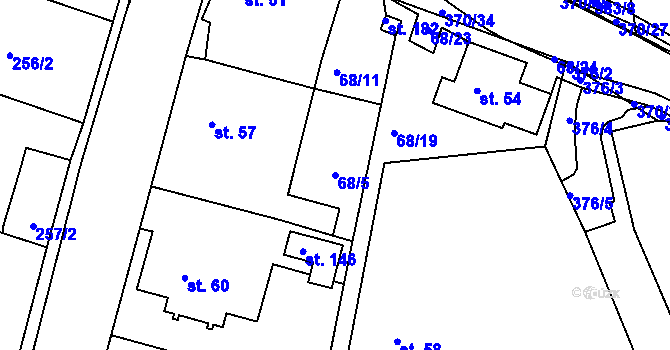 Parcela st. 68/5 v KÚ Tajanov u Tupadel, Katastrální mapa