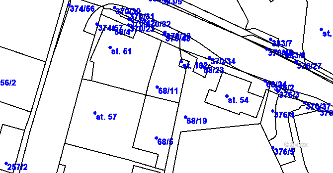 Parcela st. 68/11 v KÚ Tajanov u Tupadel, Katastrální mapa