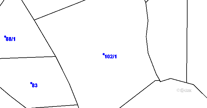 Parcela st. 102/1 v KÚ Tajanov u Tupadel, Katastrální mapa