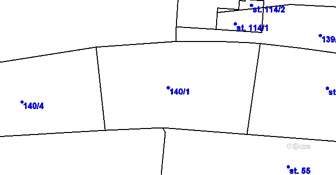Parcela st. 140/1 v KÚ Tajanov u Tupadel, Katastrální mapa