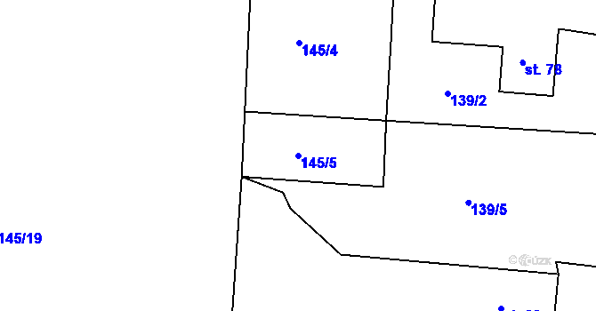 Parcela st. 145/5 v KÚ Tajanov u Tupadel, Katastrální mapa