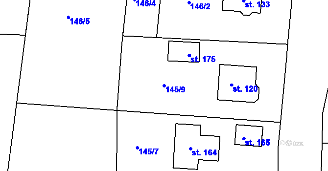 Parcela st. 145/9 v KÚ Tajanov u Tupadel, Katastrální mapa