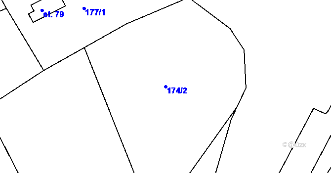 Parcela st. 174/2 v KÚ Tajanov u Tupadel, Katastrální mapa