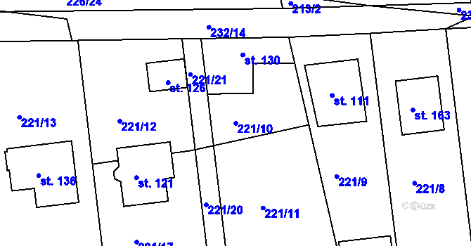 Parcela st. 221/10 v KÚ Tajanov u Tupadel, Katastrální mapa